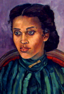 Detail of Sarah Loguen Fraser portrait by Susan Keeter
