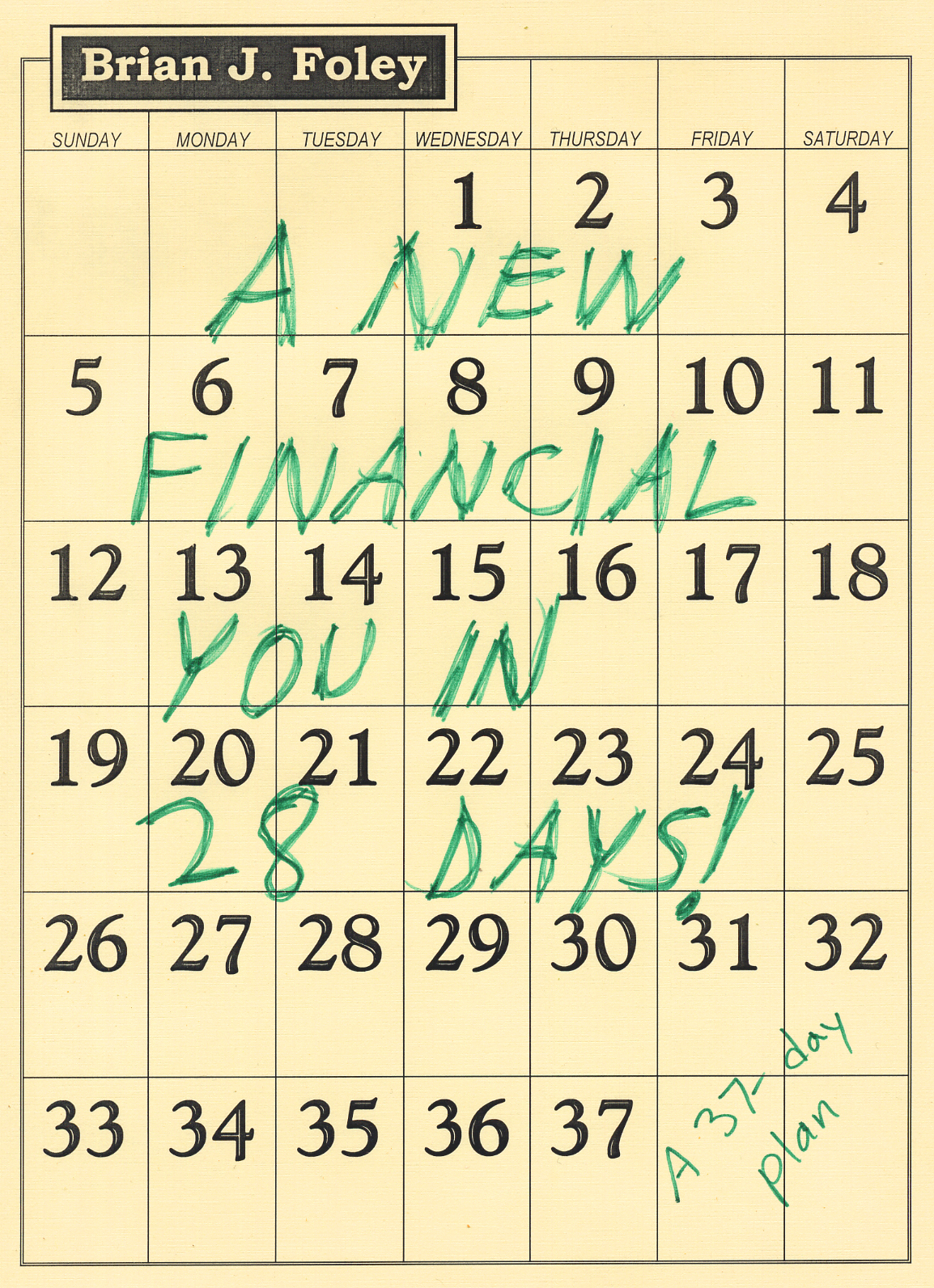 A New Financial You in 28-Days: A 37-Day Plan by bRIAN j. fOLEY